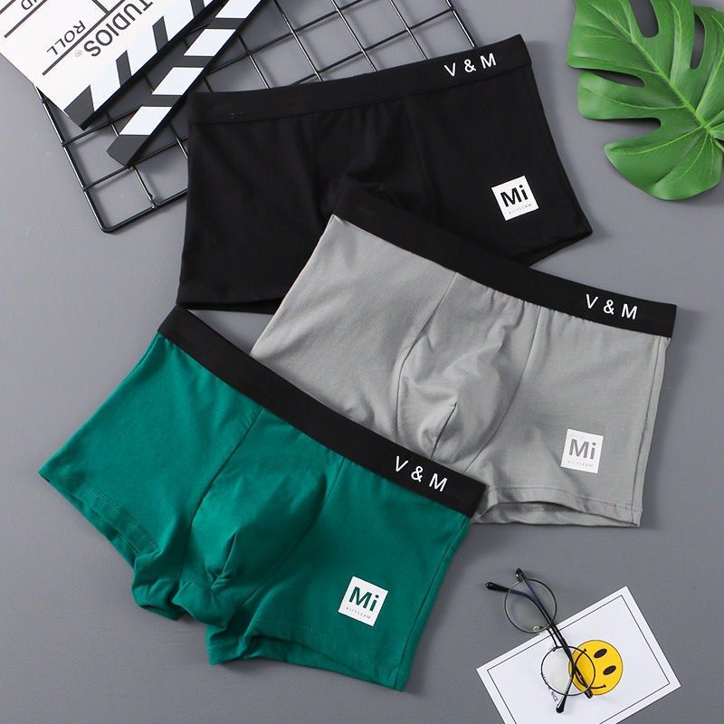 Men's boxer briefs cotton four corners boys loose new teen sports breathable boxer pants
