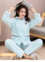 Sandro Vicari Sleeping Women Coral Fleece Plus Suede Thickened Long Sleeve Home Conserved Sweet And Cute Warm Suit