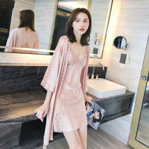 Sandro Vicari true silk harness pyjamas pyjamas woman v collar sexy hollowed-out silk home in two sets