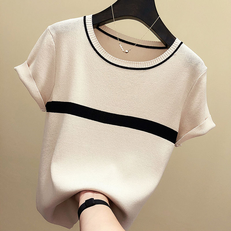 shintimes Thin Knitted T Shirt Women Clothes 2020 Summer Wom