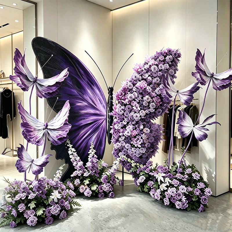 Giant Simulated Purple Butterfly Decorative Ornaments for Beauty Salons, Clothing Stores, Window Displays, and Atmosphere Scene Arrangements