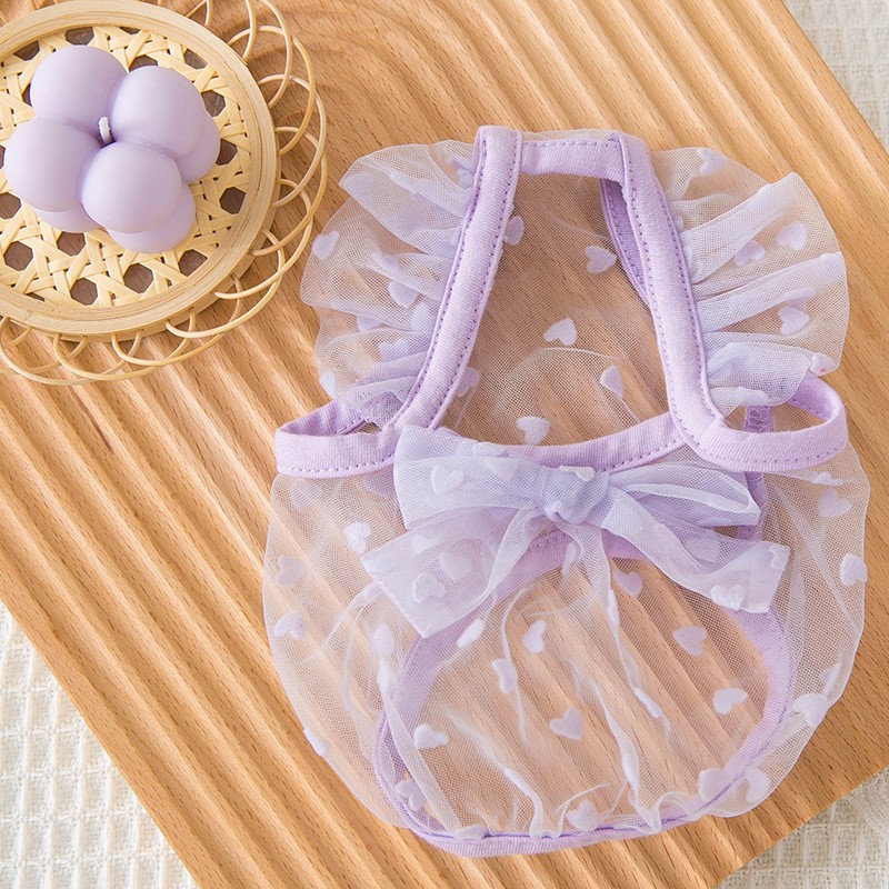 Spring and summer dress Colorful Wave Dot Tennis dress Sexy pooch Pets Clothing Kitty Dress more breathable than Bear Pendant