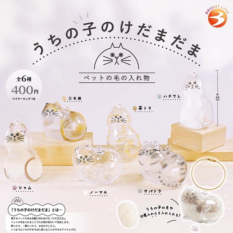 In Stock × Japanese Genuine Bright Link Transparent Cat Hair Storage Box Pendant Gashapon Cat Hair Storage