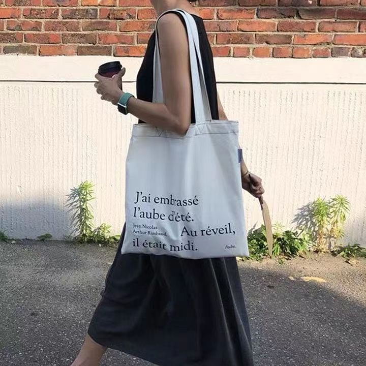 White Niche Design High-End Color Letter Canvas Bag White Niche Design High-End Color Letter Canvas Bag
