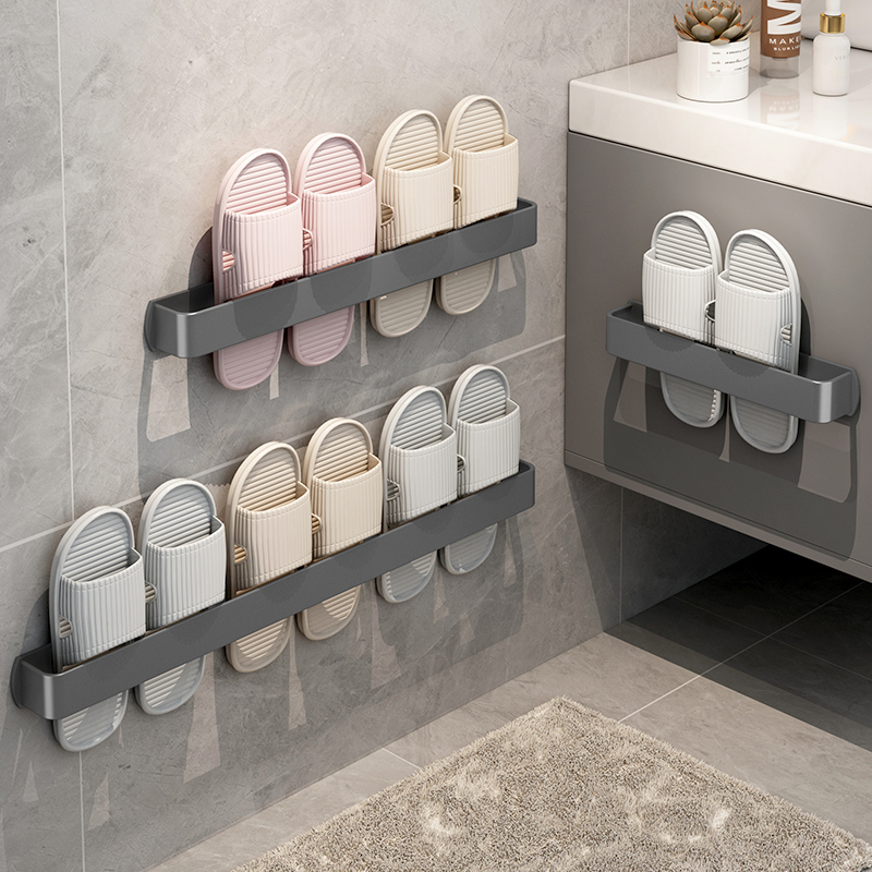 Gun Grey Bathroom Slippers Rack Wall-mounted Toilet Shoes Containing deity Dressing Room Free to thicken Thickened Shoe Rack