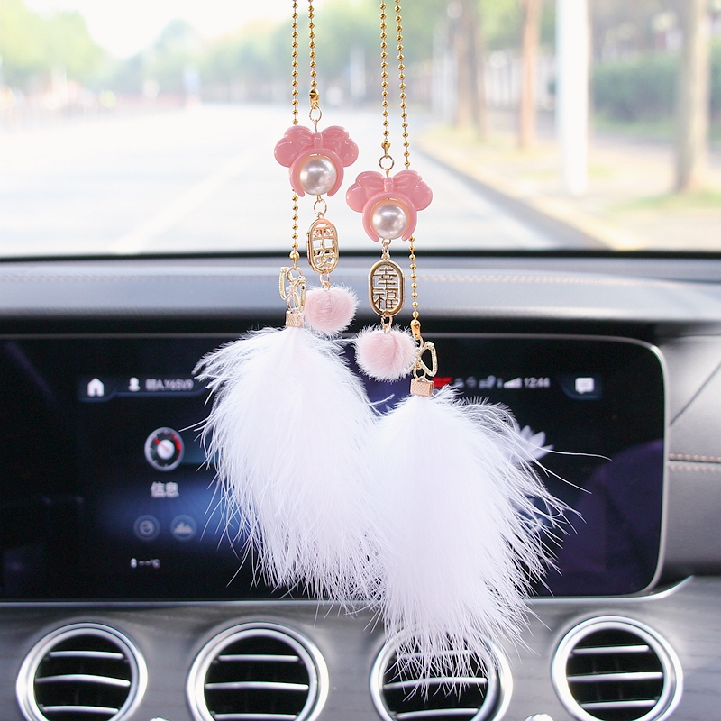 Net Red Car Pendant Car Pendant Accessories Upscale Creative Vehicle Rearview Mirror Hanging Pendant Fur Decoration Supplies Goddess-Taobao