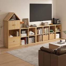 Solid Wood Storage Cabinet Integrated Floor Living Room kids Storage Cabinet Minimalist Prellis Cabinet Bookcase Storage Combination Cabinet