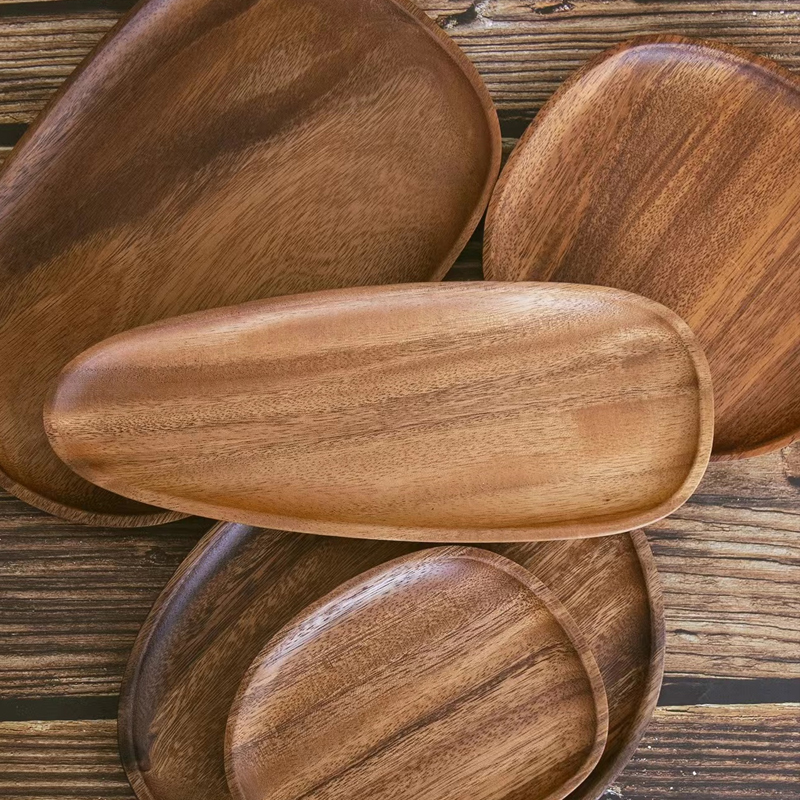 Walnuts Wood Fruit Pan Solid Wood Day Style Leaves Irregular snack trays Creative dry wood Saucer Dinner trays Gift