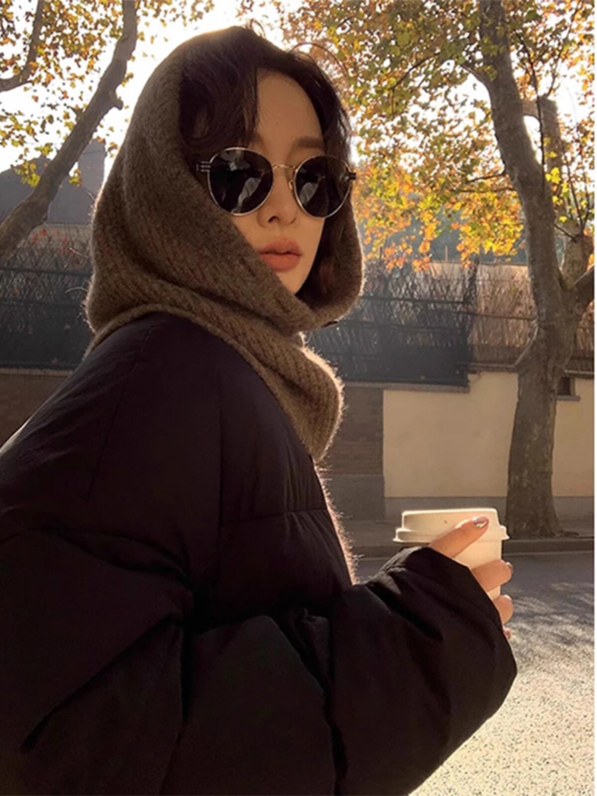 Balaclava~High-End Warm Ear-Protecting Cashmere Knitted Wool Hat for Women, Pullover Integrated Neck Warmer Hat