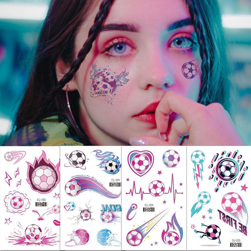 Glitter Bling Football Tattoo Stickers World Cup Waterproof Football Game Sports Games Football Match Face