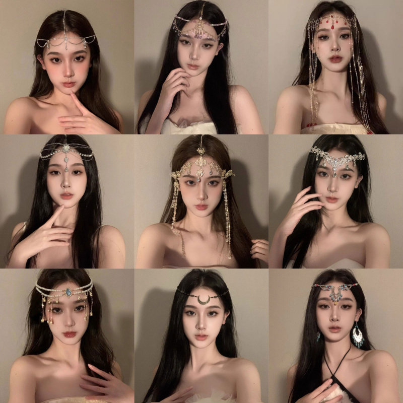 西部地域プリンセスハロウィン ルランタッセルヘアアクセサリー エキゾチックボヘミアンスタイル額ヘアバンドと眉ペンダント