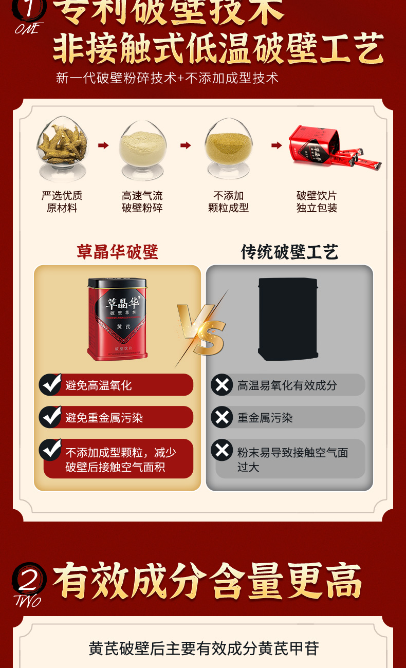 草晶华 破壁草本 黄芪饮片 2g*20袋罐装*2件 聚划算双重优惠折后￥45.5包邮