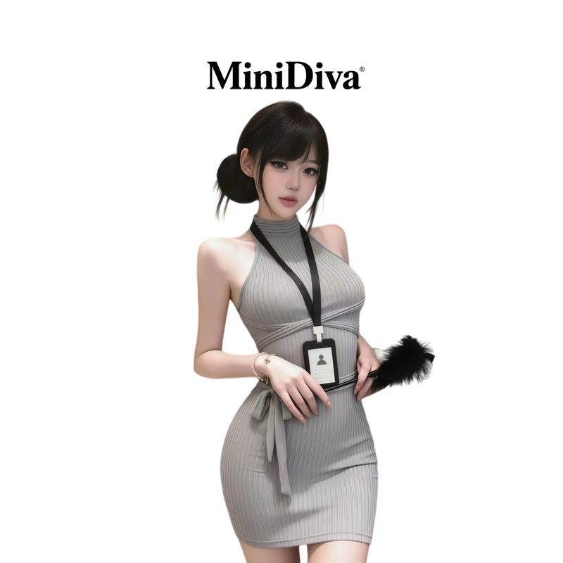 Minidiva: Sexy Lingerie Ol Secretary Halter Neck Backless Pure Royal Nightclub Bodycon Skirt Set Minidiva: Sexy Lingerie Ol Secretary Halter Neck Backless Pure Royal Nightclub Bodycon Skirt Set