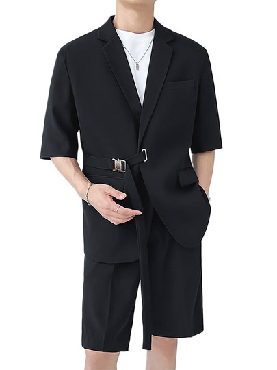 Ny Casual Shorts Suit for Men, Summer High-End Stylish Two-Piece Set with Short-Sleeve Suit, Trendy