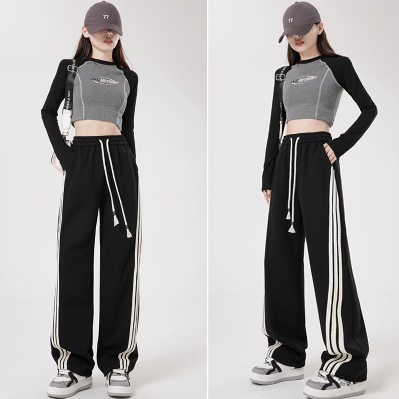 Gulangjia Three-Stripe Sweatpants, Two-Way Wide-Leg Pants, Cuffed Pants, Sporty Casual Pants, Spring and Autumn Style Gulangjia Three-Stripe Sweatpants, Two-Way Wide-Leg Pants, Cuffed Pants, Sporty Casual Pants, Spring and Autumn Style
