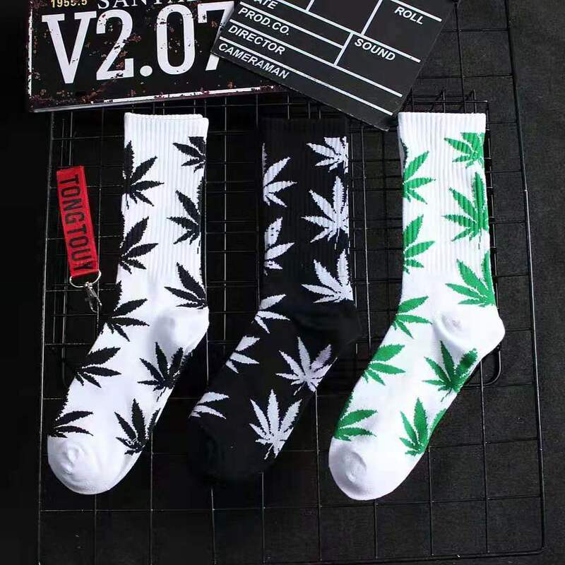 Maple Leaf Socks Couple Student Basketball Sports High-Top Moisture-Wicking ins Trendy Long Socks Trendy Brand Huf