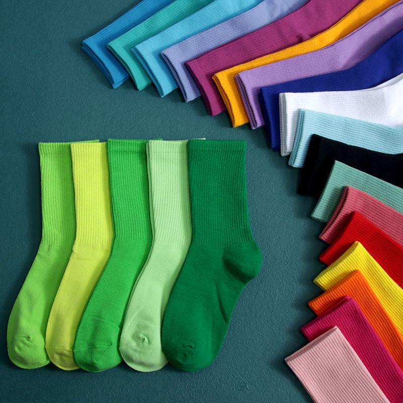 Green Socks for Women, Mid-Calf, All-Cotton, Thin Summer Style, Solid Color Socks, Trendy Korean Internet Celebrity Style, Long Socks for Students Green Socks for Women, Mid-Calf, All-Cotton, Thin Summer Style, Solid Color Socks, Trendy Korean Internet Celebrity Style, Long Socks for Students