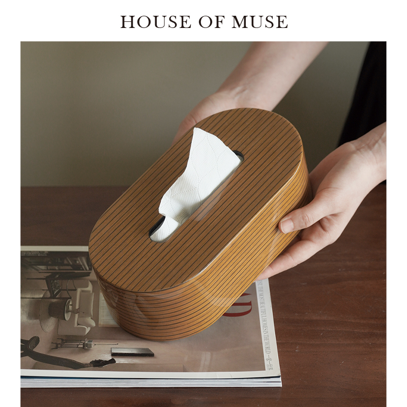 Muse's Home "Quiet Moment Time Machine" Retro Magnetic Tissue Box, Solid Wood Fine-Grained Vintage Tissue Box, Desktop Ornament