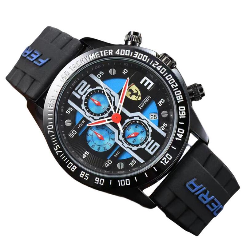Ferrari Six-Hand Full-Function Chronograph Rubber Strap Unisex Casual Stopwatch Watch, Popular Export Model Ferrari Six-Hand Full-Function Chronograph Rubber Strap Unisex Casual Stopwatch Watch, Popular Export Model