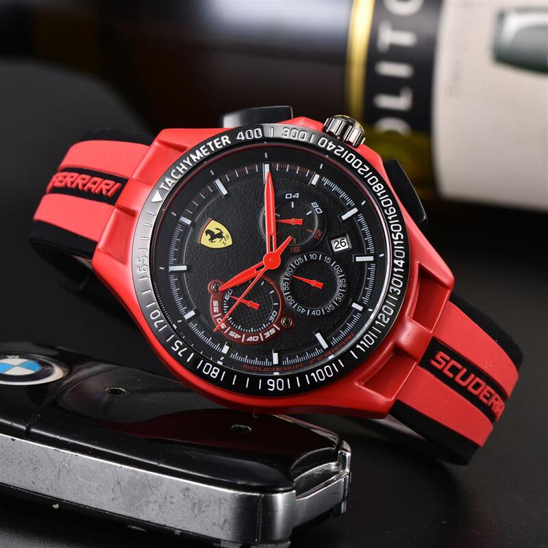 Ferrari Car Logo Quartz Leather Strap Ferrari Watch 3-Hand Chronograph Casual Business Style Watch Ferrari Car Logo Quartz Leather Strap Ferrari Watch 3-Hand Chronograph Casual Business Style Watch