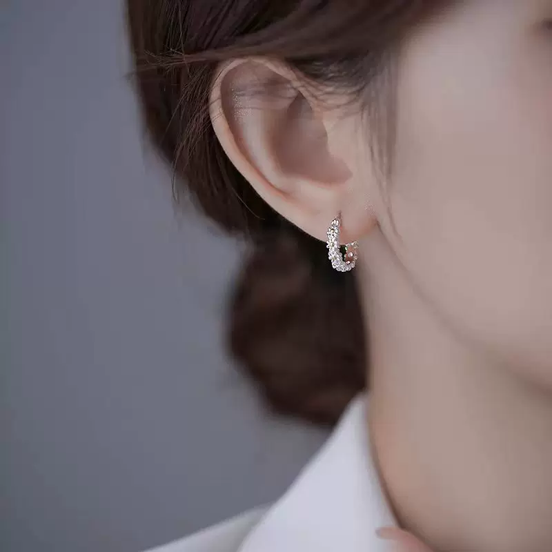 Small design summer cute fresh earrings, silver 925 sample, flowered