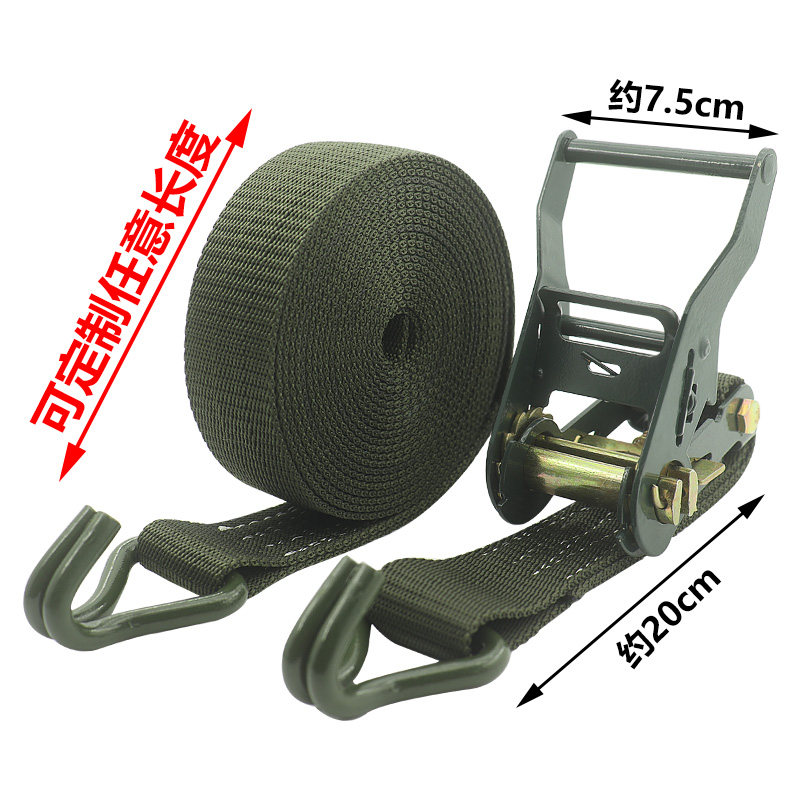 1.5 inch double hook cargo binding belt tensioner retainer step by step tightening rope tensioner army green 3.8cm thick belt