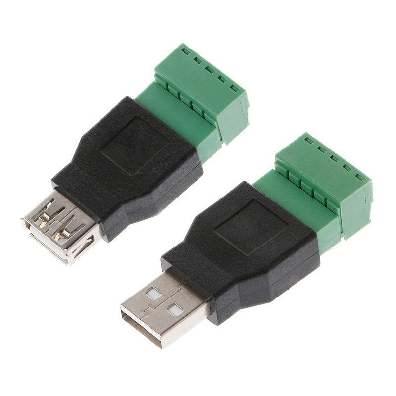 免焊接 USB公母头转绿色接线端子 USB2.0延长转换器2EDG-5pin端子