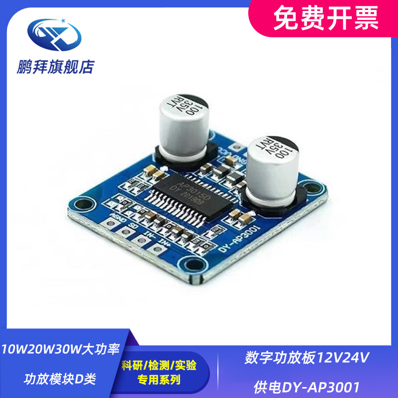 10W20W30W大功率功放模块D类数字功放板12V24V供电DY-AP3001