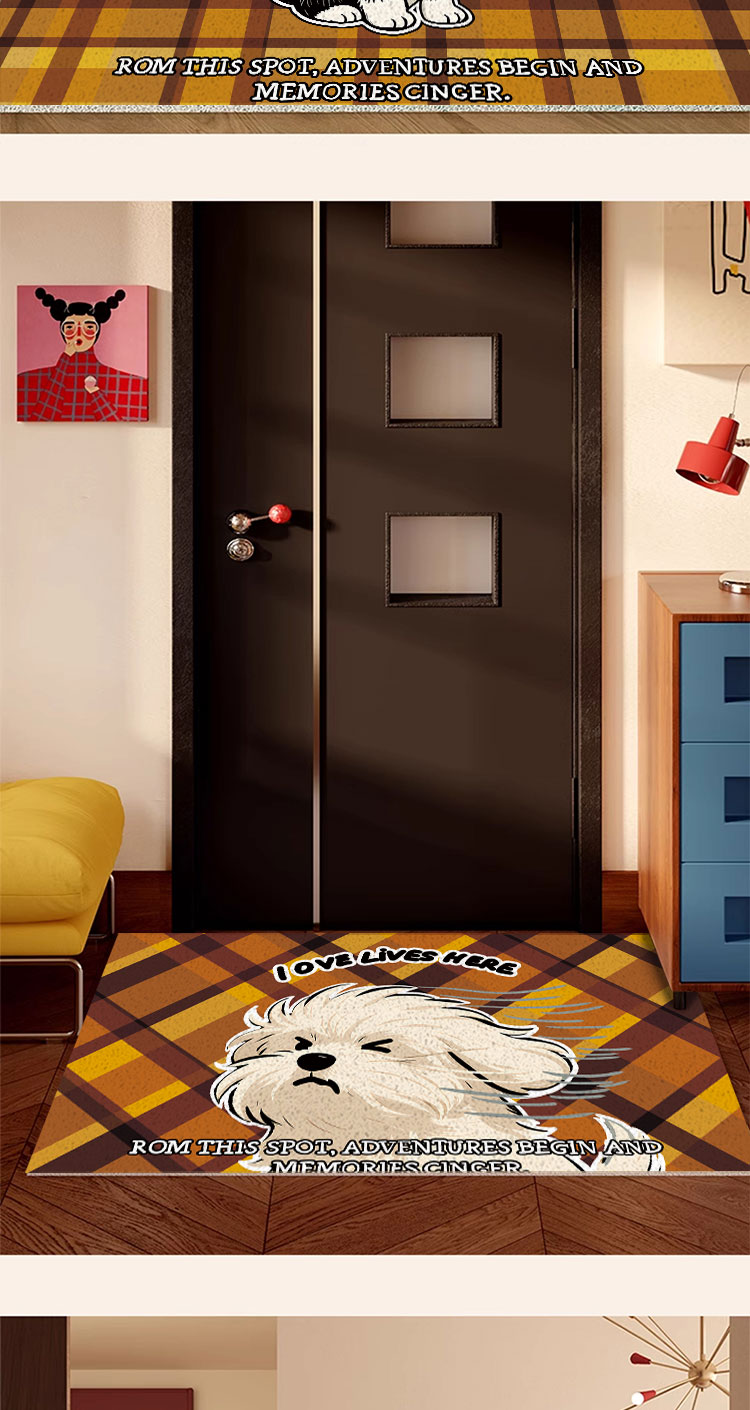 Cartoon Puppy Silk Loop Floor Mat for Entryway, Dust-Removing Mat, Scratch-Resistant and Wear-Resistant Door Mat, Multifunctional Entrance Door Mat