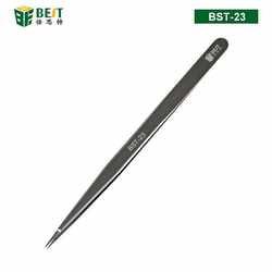 Best Bst22 Round Tip 23 Flat Straight Polished Tweezers 302 Stainless Steel Mobile Phone Wire Repair Tool Clip