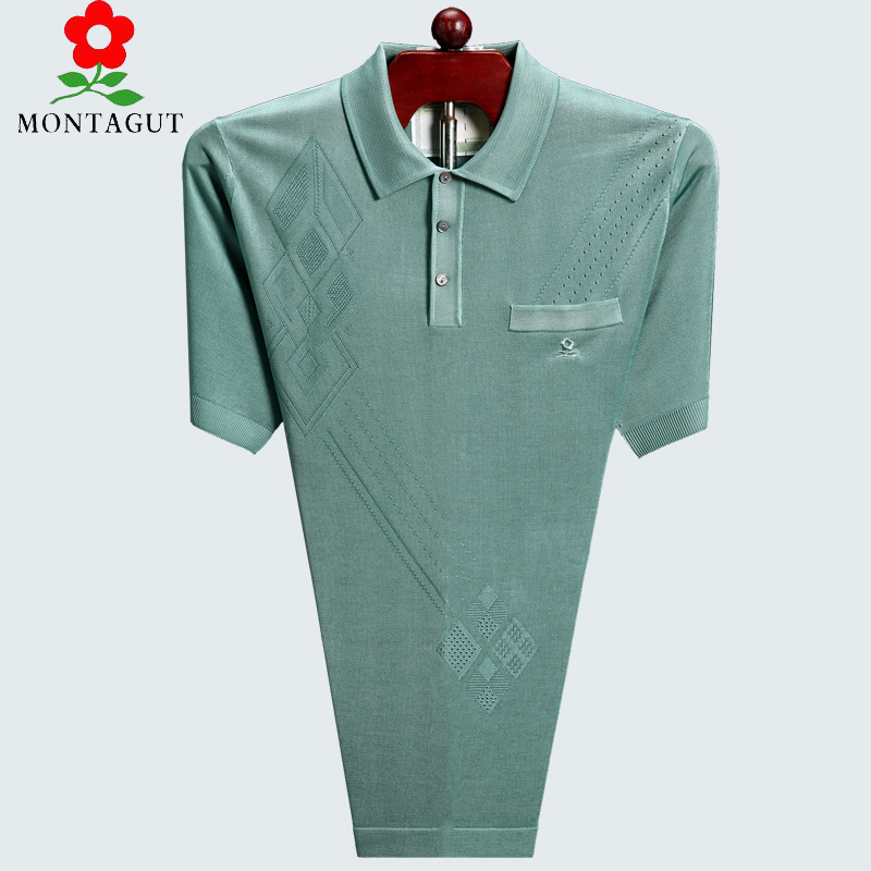 Genuine Montagut French Imported Old Authentic Short-Sleeved T-Shirt Men's Ice Silk Mulberry Silk Half-Sleeved Polo Shirt Genuine Montagut French Imported Old Authentic Short-Sleeved T-Shirt Men's Ice Silk Mulberry Silk Half-Sleeved Polo Shirt