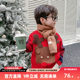 Boys sweater 2025 autumn and winter new style children boys thickened pullover red New Year's greetings knitted sweater winter top