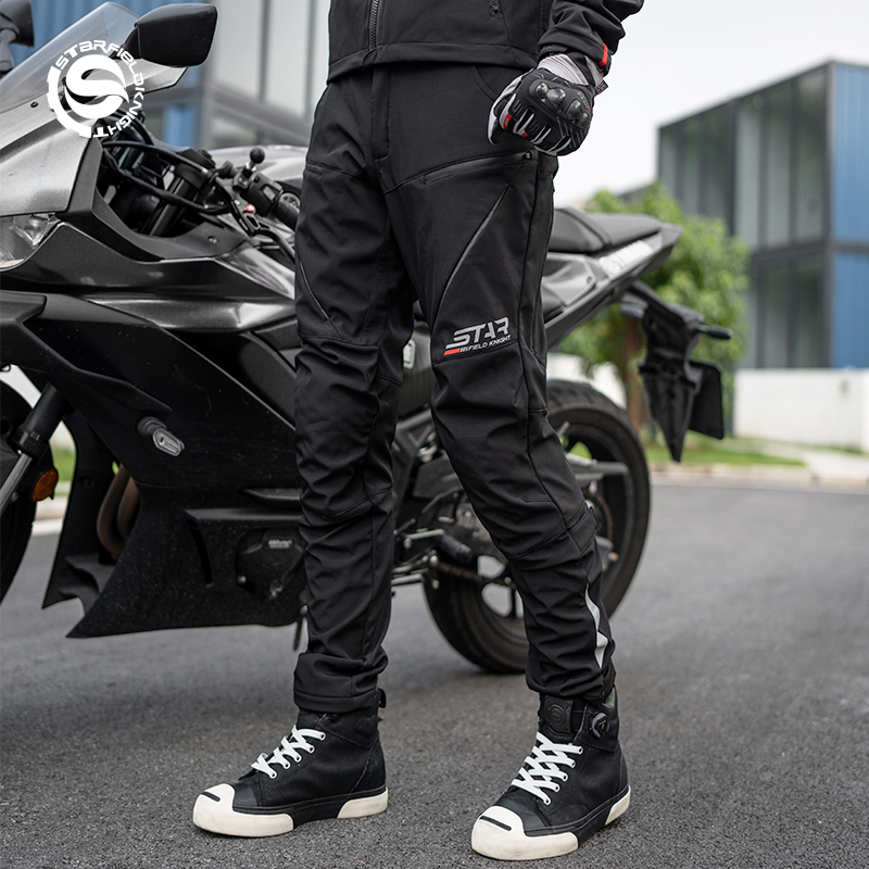 Starry Rider Riding Pants Male Motorcycle Plus Suede Windproof Locomotive Pants Casual Equipped Pants Winter Break Warm-Taobao