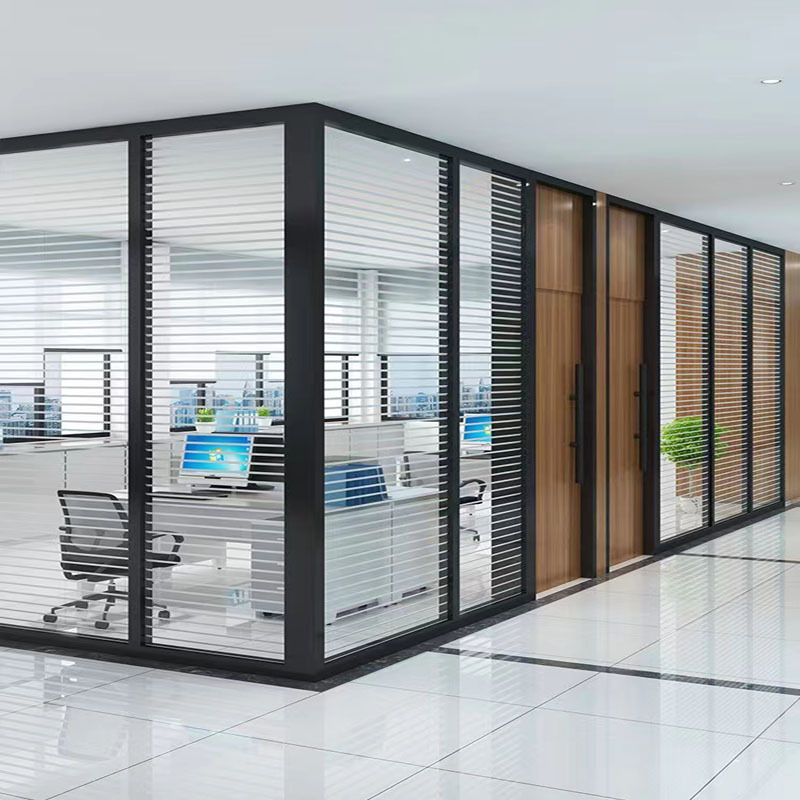 Changsha Office Glass Partition Wall Double Glass Built-In Louver Single Glass Frosted Transparent Tempered Office Glass Partition