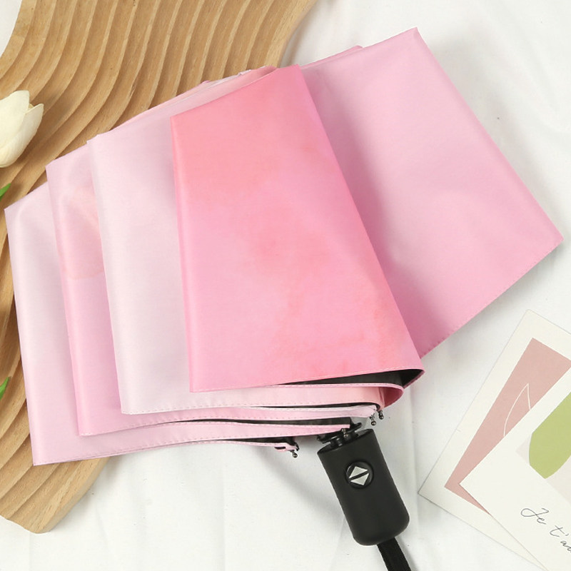 Fully automatic umbrella female clear and rain dual-use umbrella folding sun shading sunscreen anti UVins girls high face value