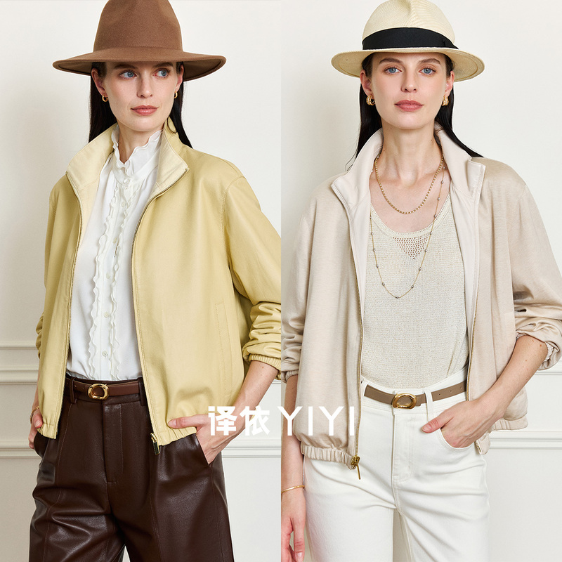 Yiyi Traveler Reversible Genuine Leather Jacket for Women Versatile Leather Coat High-End Short Jacket for Autumn