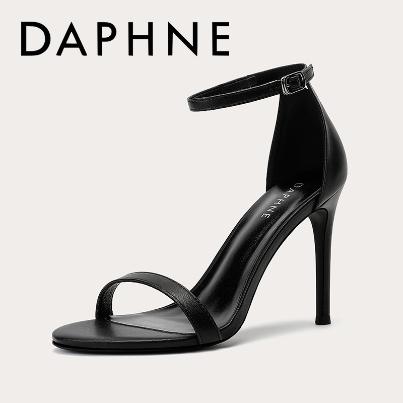 Босоножки с подкладкой из овечьей кожи Daphne, новинка лета 2025 года, черные женские туфли на высоком каблуке-шпильке 33 Изображение 1