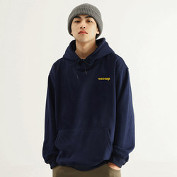 Wassup Heods Chinese Style Heavyweight Hooded Sweatshirt for Men and Women, Couple Letter Casual Loose Jacket, Autumn and Winter Fleece-Lined