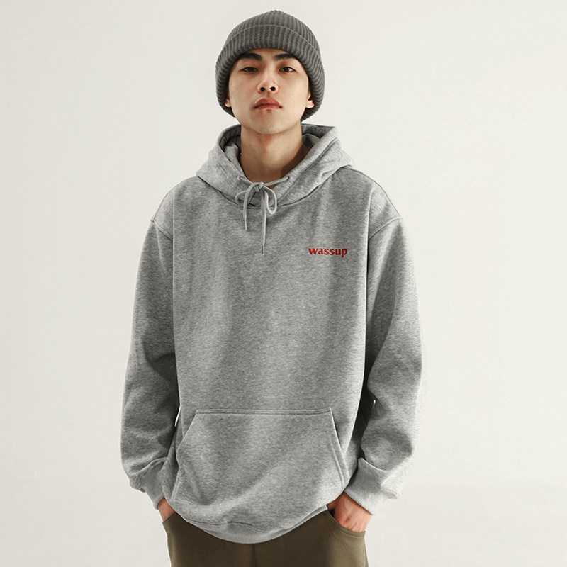 WASSUP HEODS Chauded sweatshirt male fitted clothing jacket with hoodie heavy lbs and velvety autumn winter 100 hitch-Taobao