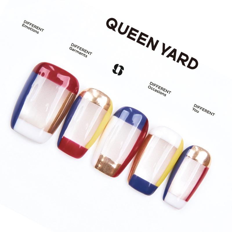 [Geometric Color Block·Dark Blue] Queenyard Clear and Refreshing Summer French Style Whitening 2026 Handmade Wearable Nails