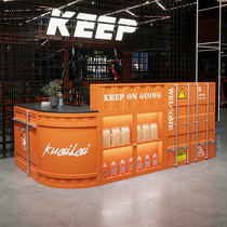 Industrial style bar counter cashier iron gym milk tea shop bar restaurant creative corner front desk reception desk