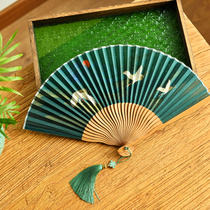 Ancient Wind Fold Fan China Wind Retro Folding Bamboo Fanzi Female Style Carry-on Dancer Hanfu Qipao Walk Show Summer