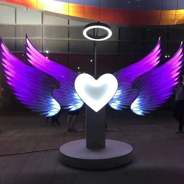 Angel Wings Customized Outdoor Angel Wings Shape Colorful Lights Mall Square Park Display Props Decoration