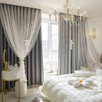 2020 popular curtain double floor window main bedroom with light lavish living room with gauze red star with hollowed out light shade