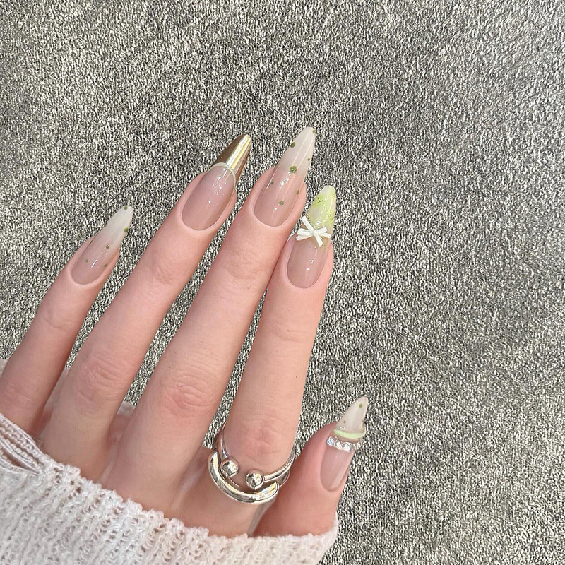 Summer New Style Cool Mint Light Green Manicure, Pure Handmade Wearable Nails, Whitening Effect, Finished Product, Removable Fake Nails
