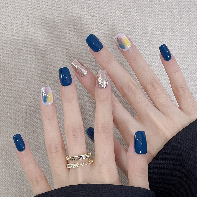 Klein Blue Color-Enhancing Graffiti Contrasting Colors Autumn and Winter Nail Art Handmade Wearable Nails Removable Fake Nails Nail Pieces Klein Blue Color-Enhancing Graffiti Contrasting Colors Autumn and Winter Nail Art Handmade Wearable Nails Removable Fake Nails Nail Pieces