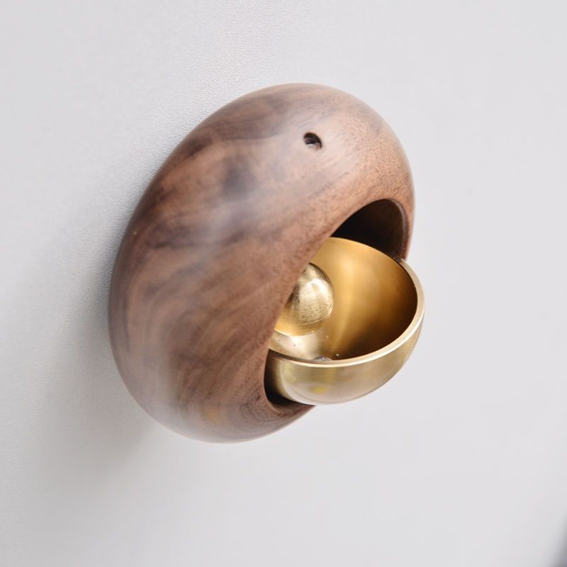 Round Day Style Door Bell Pan Magnetic Attraction Black Walnuts Wood Wind Bell Home Solid Wood Decorated Fridge Joe-Taobao