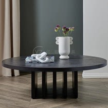 Nordic log small household living room round tea table black tea table black small tea table