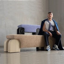 Nordic minimalist living room creative sofa stool bedroom fabric bed end stool cloakroom shoe changing stool lamb velvet bench