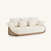 Modern Chinese solid wood sofa chair Jane European designer template room accommodation lamb lamb lazy sofa